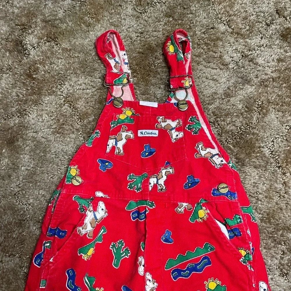 Vintage Carter's‎ Vintage Size 4 Year Old Corduroy Red Zoo Overalls